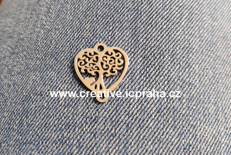 spoj.díl Strom života v srdci 17,5x15x1mm- ocel